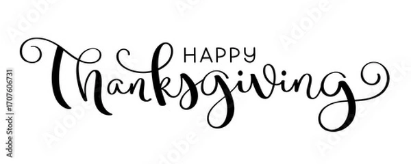 Fototapeta HAPPY THANKSGIVING brush lettering banner on transparent background