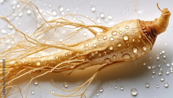 Fototapeta “Fresh Ginseng Roots and Textures – Hyper-Realistic Ingredient Photography”