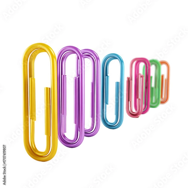 Fototapeta Colorful paperclips arranged in a stylized, abstract pattern