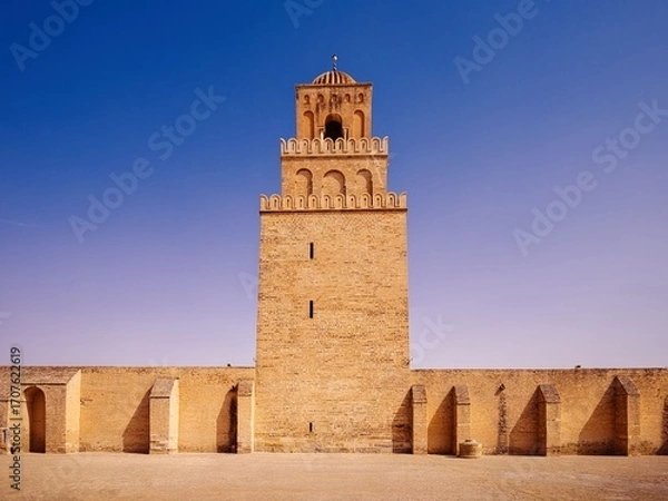 Obraz The Great Mosque of Kairouan under a clear sky.