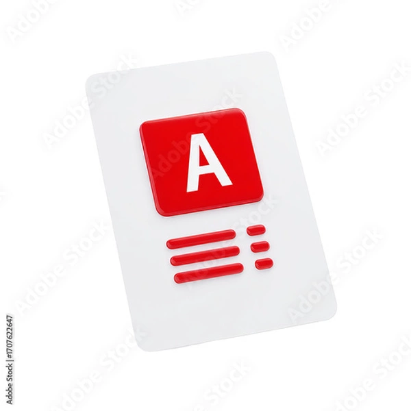 Fototapeta White document with red 'A' and lines
