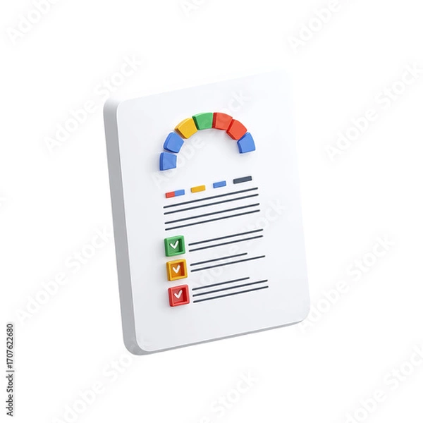 Fototapeta White document with colorful graphic, checklist