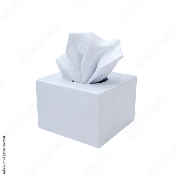 Fototapeta White tissue box with crumpled tissue (1)