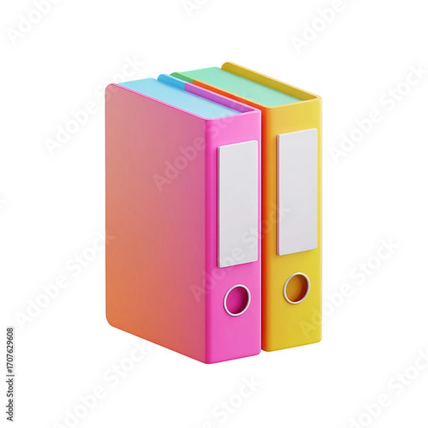 Fototapeta Two colorful file folders, 3D style