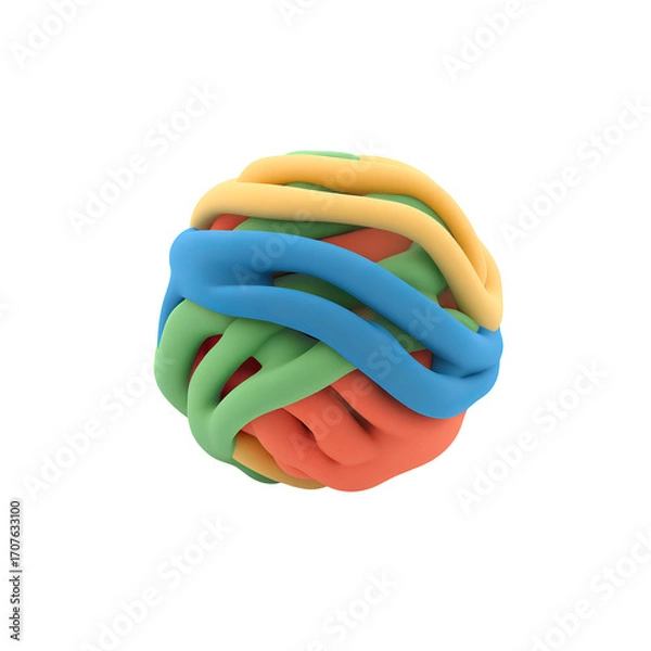 Fototapeta Colorful, twisted, 3D sphere