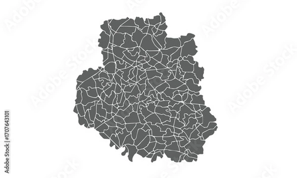 Fototapeta Ukraine Map.Vinnytsia Oblast map.isolated on white background for website layouts,background,education, precise,customizable,Travel worldwide,map silhouette backdrop,earth geography, political.