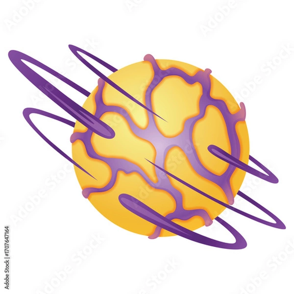 Obraz A cartoonstyle illustration of a planet with purple rings