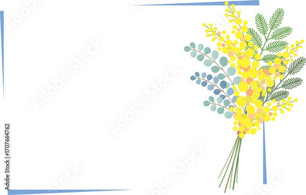 Obraz ミモザの花のベクター素材イラスト