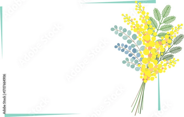 Obraz ミモザの花のベクター素材イラスト