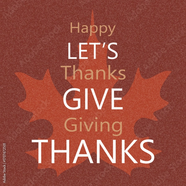 Fototapeta Thanksgiving card, cover and invitation concept with autumn maple leaf silhouette. Modern fall season design templates for celebration, advertising, branding, banners, labels, posters.