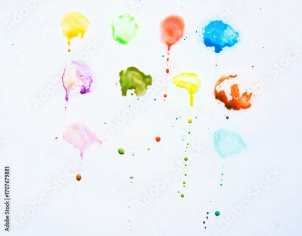 Obraz splashes of color drips on white background