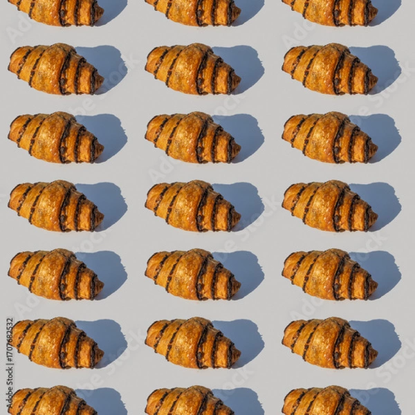 Obraz Chocolate croissant on gray background.