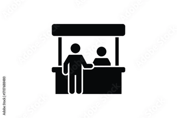 Fototapeta Icon of a person interacting at a market stall or booth
