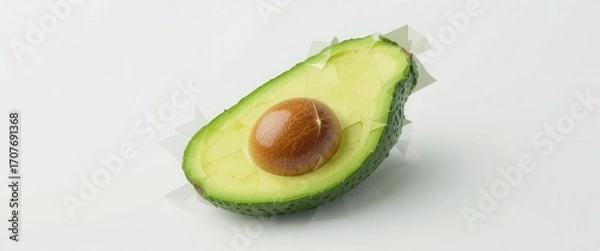 Fototapeta Geometric Avocado Art   3D Rendering, Isolated, White Background, Food Icon