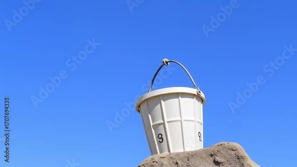 Fototapeta Whimsical Trash Can Elevated on Mound