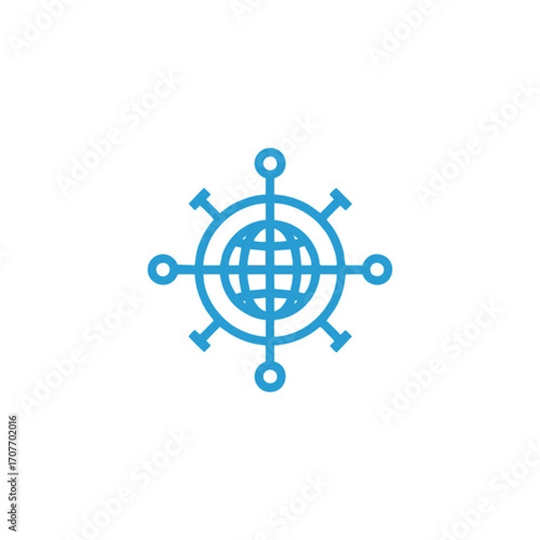 Fototapeta vector illustration of a compass globe