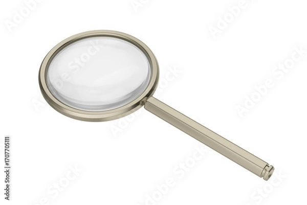 Fototapeta Magnifying glass with titanium frame on transparent background