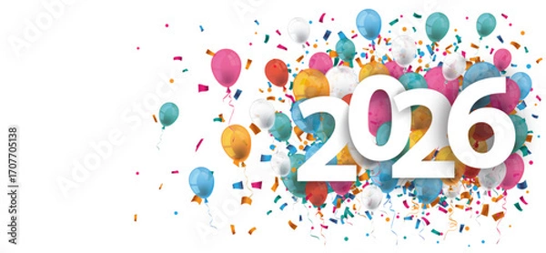 Obraz Bunte Luftballons mit Konfetti 2026
