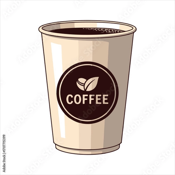 Fototapeta Disposable Coffee Cup with Dark Brew and a Branded Design Promoting Freshness and Invigoration to Enhance Consumer Appeal