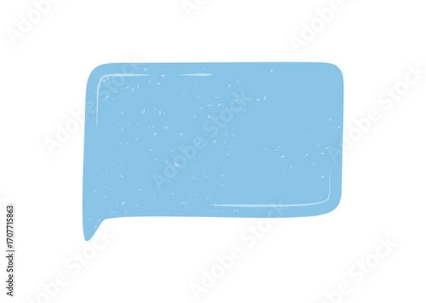 Fototapeta Grunge hand drawn sticker speech box in rectangle form with organic sketch bubble style. Chat badge for message template and conversation comment, with blue color for creative mockup.