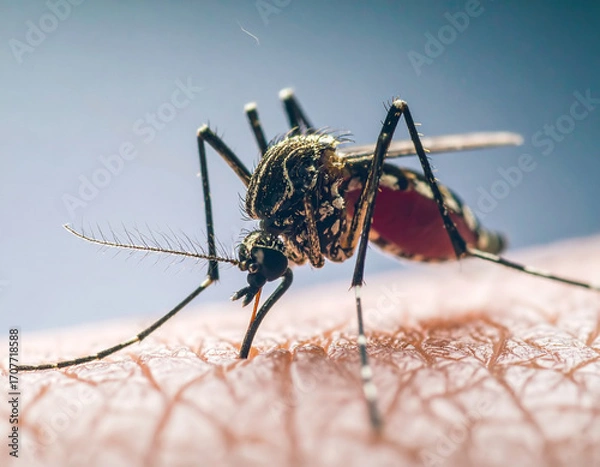 Obraz Mosquito sucking on skin, close-up