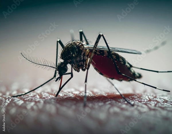 Obraz Mosquito sucking on skin, close-up