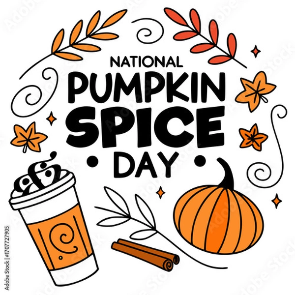 Obraz NATIONAL PUMPKIN SPICE DAY vector illustration