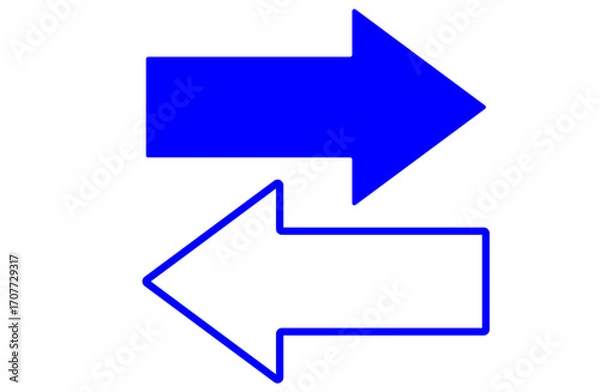 Fototapeta 右向きと左向きの青矢印セット