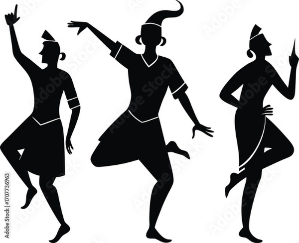 Fototapeta Silhouettes of Dancing Figures in Ancient Egyptian Style