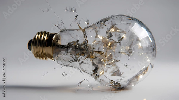 Obraz Das Glas einer Glühbirne zerbricht.