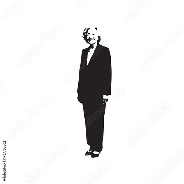 Fototapeta Old people black and white illustration vector image simple minimalist artwork design template