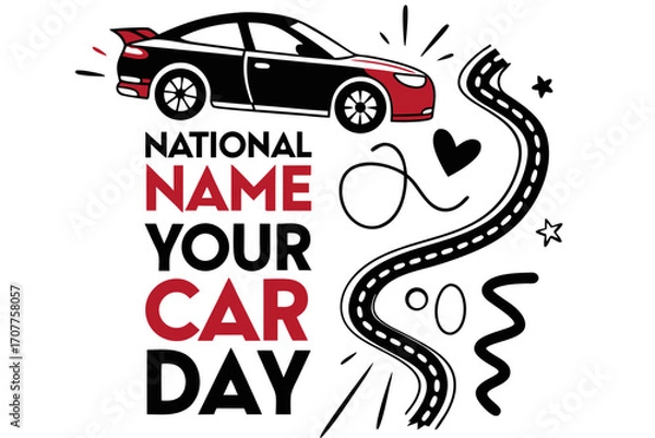 Obraz NATIONAL NAME YOUR CAR DAY vector illustration