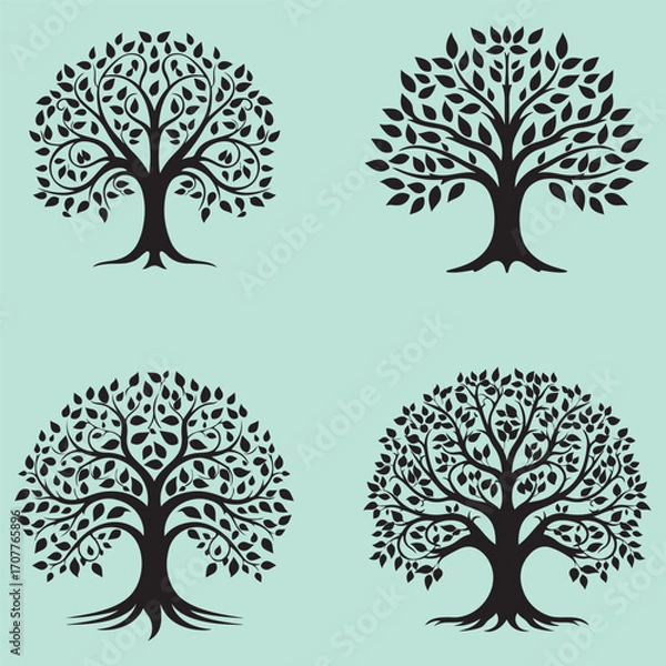 Fototapeta vector set of trees