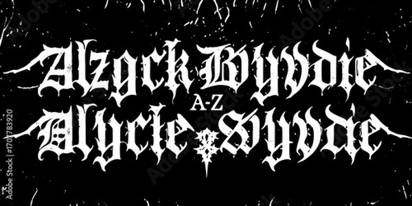 Fototapeta Gothic blackletter typography featuring the words alzcyk byydie and allycle syyde with a z
