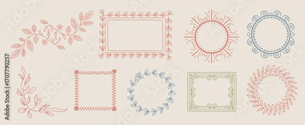 Fototapeta Vintage Nouveau Line Style Divider and Border with Circle Element. Elegant Decorative Design for Wedding Invitations, Classic Stationery, Formal Cards, and Ornamental Event Layouts