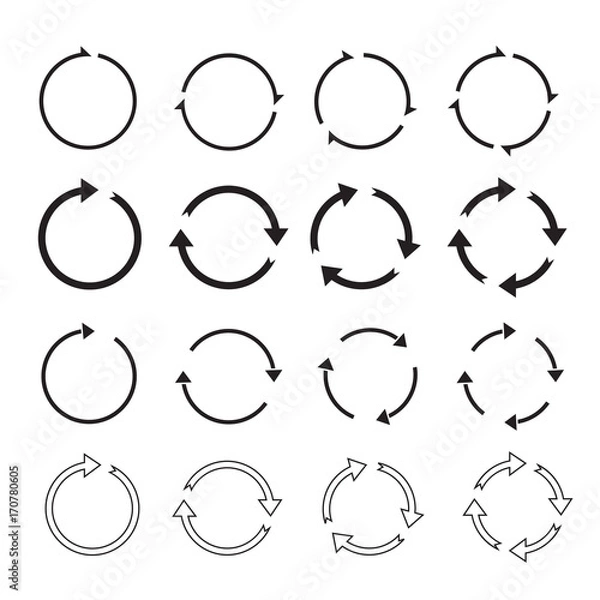Fototapeta set of black circle vector arrows