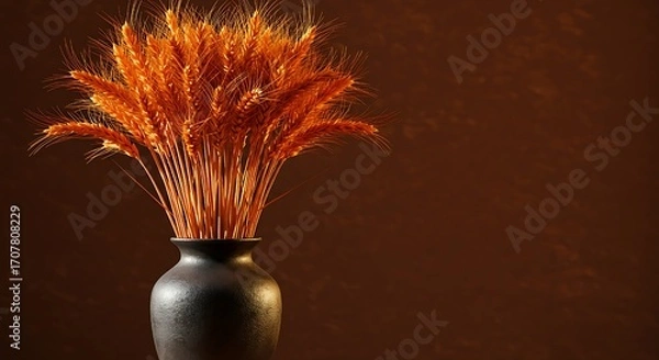 Fototapeta A quiet celebration of harvest—golden wheat glows in soft light, casting shadows that whisper warmth and simplicity.