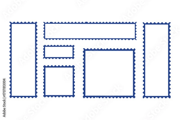 Fototapeta Blank postage stamp set rectangle and square borders mockup vector icons template collection.eps