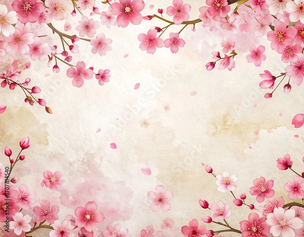 Fototapeta Elegant Washi Texture Sakura Pattern Background