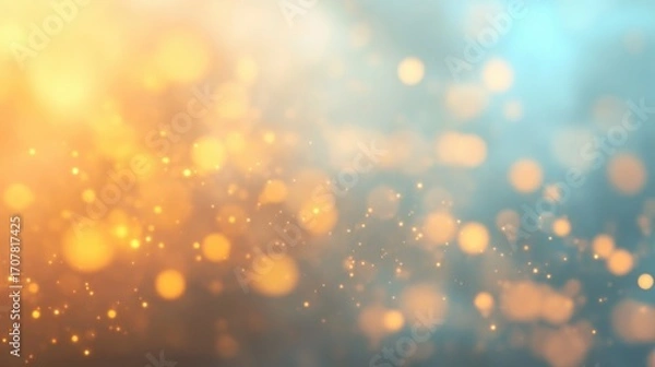 Fototapeta Colorful bokeh lights create a dreamy background in a soft golden hue