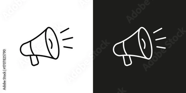 Fototapeta Advertisement and Announcement megaphone symbol. Vector editable stroke icon.