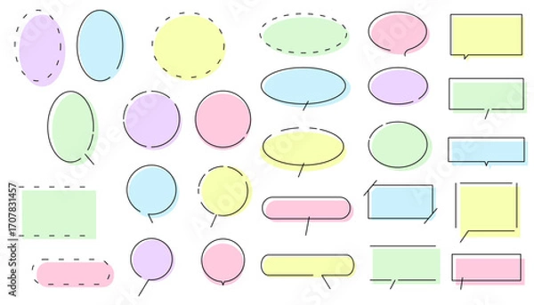 Fototapeta シンプルな吹き出しとフレームのイラストセット　ベクター背景素材