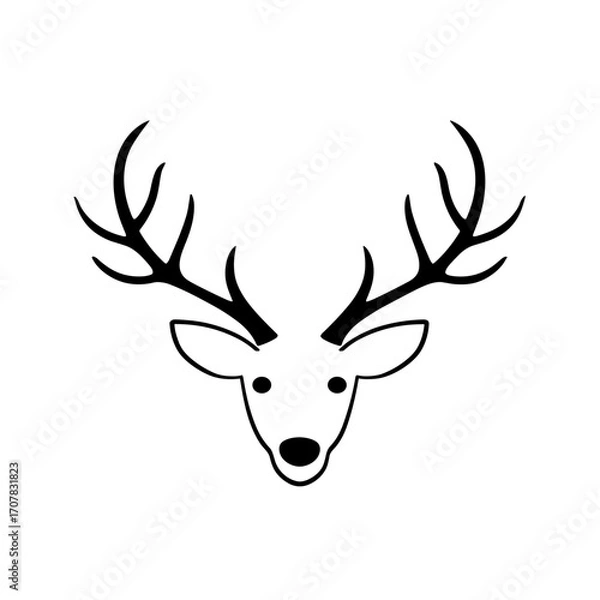 Fototapeta Elk. Elk simple black and white line art vector logo