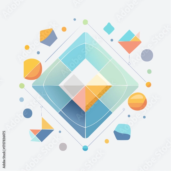 Obraz Abstract Geometric Design With Colorful Shapes and Lines