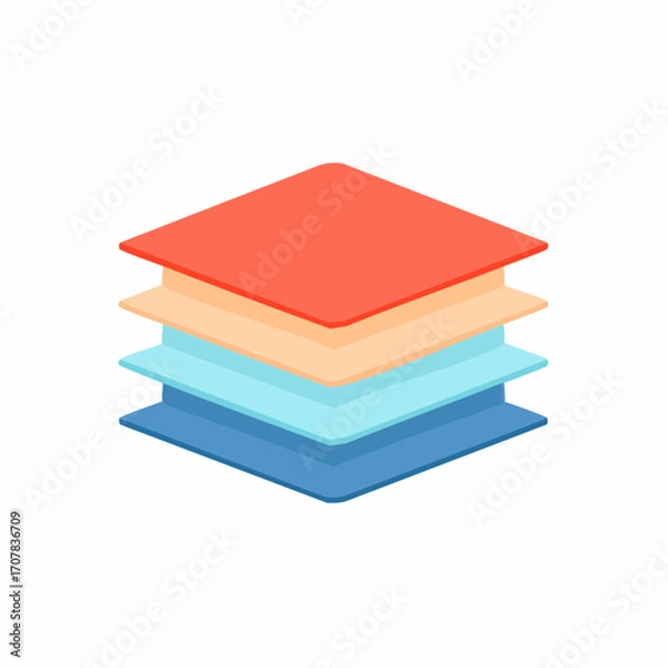 Obraz Four Layered Square in Red Peach Blue and Teal