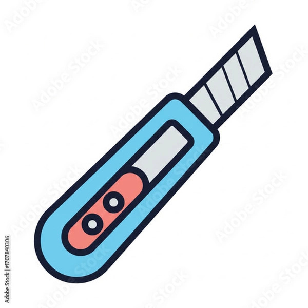 Fototapeta Vector illustration of realistic box cutter knife on white background.