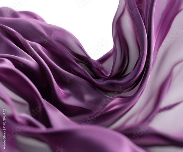 Fototapeta Flowing purple silk fabric soft texture PNG, isolated on transparent background
