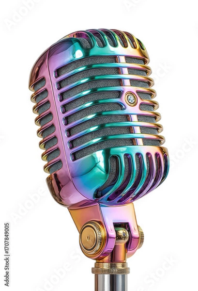 Fototapeta Live music performance microphone vibrant PNG, isolated on transparent background