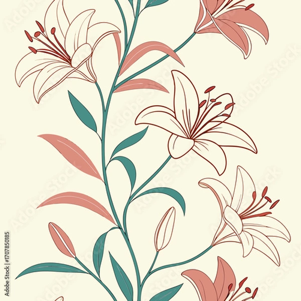 Obraz Modern Lily Flower Pattern