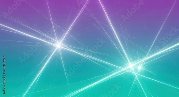 Obraz Abstract glowing light beams on a vibrant purple and teal gradient background